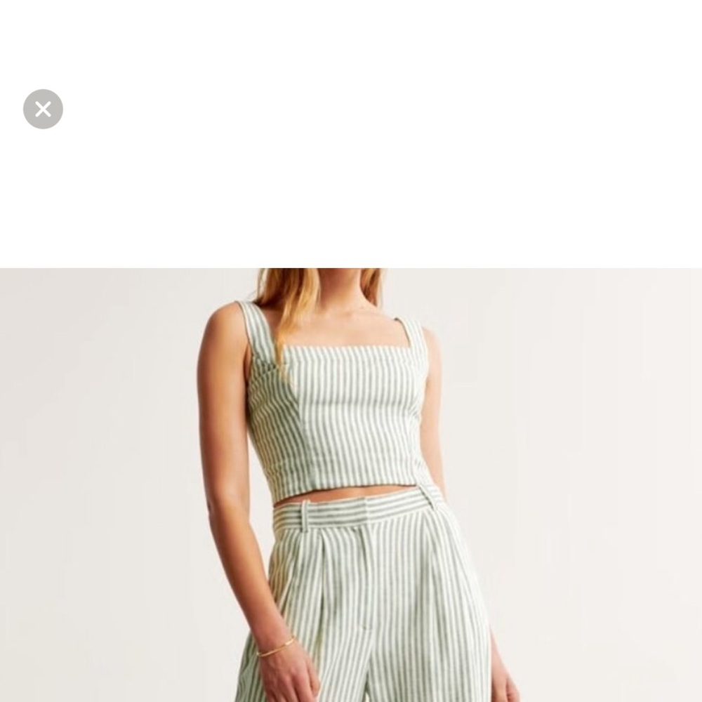 Abercrombie green and white crop top tank sz small NWT